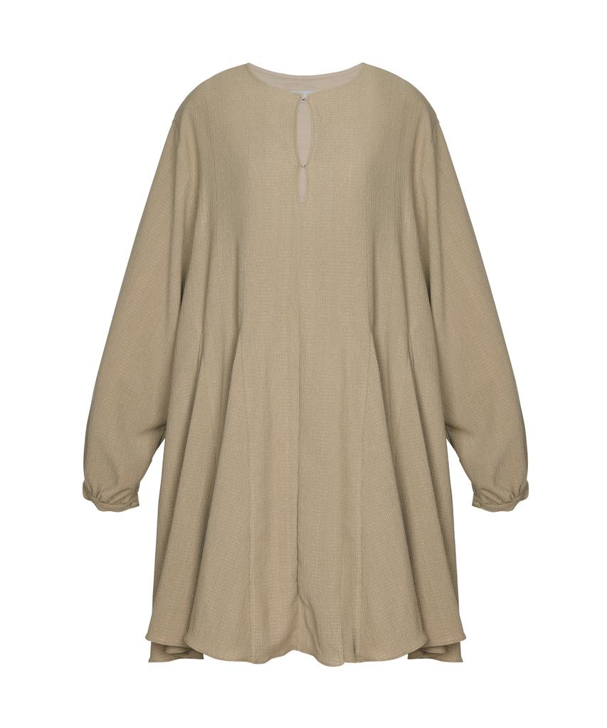 Adowl Balloon Sleeve Mini Dress - Beige