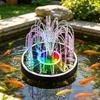16cm Round Solar Fountain Pump Outdoor Garden Water Pool Decoration with RGB LED Lights and Solar Panel Powered Water Sprayer for Pond