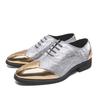 Men Derbys Gold Silver Wedding Dress Dance Shoes Leather Shoes Business Formal Shoes Tuxedo Prom Blazers Shoes Large Size