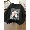 European Sizes Kids' Crewneck Sweatshirt - Floral Pattern with Radiating Lines , Sportswear And Casual Wear, Soft And Comfortable