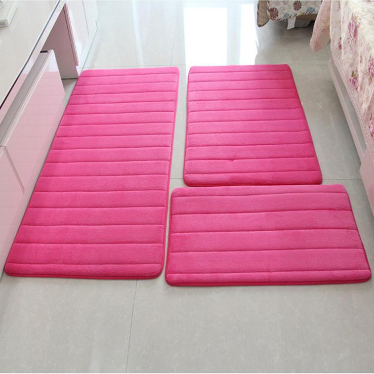 1.5CM Thick Carpet For Bathroom Soft Coral Fleece Absorbent Anti-slip Silica Foot Mat Living Room Bedroom Floor Mat 3 Piece/set