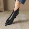 2025 Women's V-Cut Kitten Heel Ankle Boots - Elegant French Pointed Toe Stiletto for Spring & Autumn