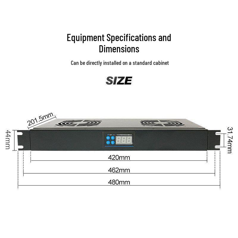 Rack-Mounted 1U Cooling Fan: High Airflow, 220V/110V, Temperature Control & Speed Regulation