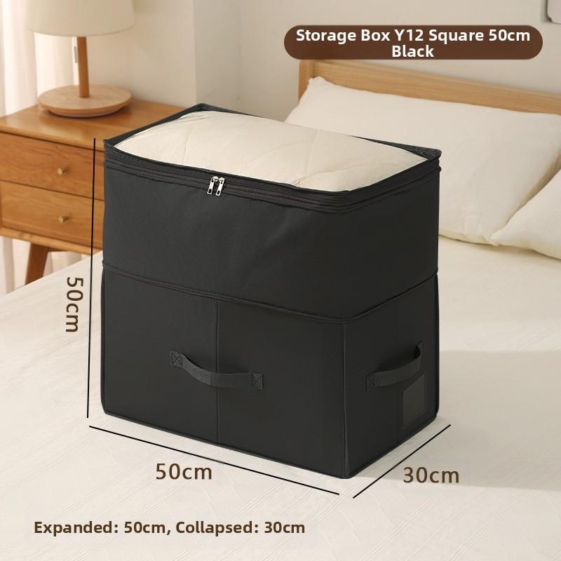 Large Foldable Expandable Storage Box with Lid Under Bed Organizer Fabric Box with Transparent Dust Cover and Portable Handles