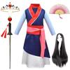 New Movies Halloween Hua Mulan Costume Christmas Girls Mulan Dress Traditional Chinese Clothes Mulan Hair Sword