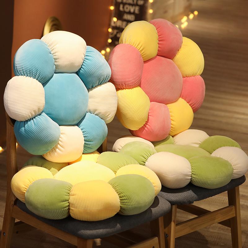 Bonito 1PC 38/52CM Fofo Colorido Flor Pelúcia Almofada Brinquedo Macio Kawaii Planta Boneca de Pelúcia Cadeira Sofá Almofada Decorativa Tapete de Chão
