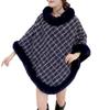 Korean-Style Women's Fur Collar Cashmere Cape: Autumn/Winter Knit Pullover Sweater Shawl