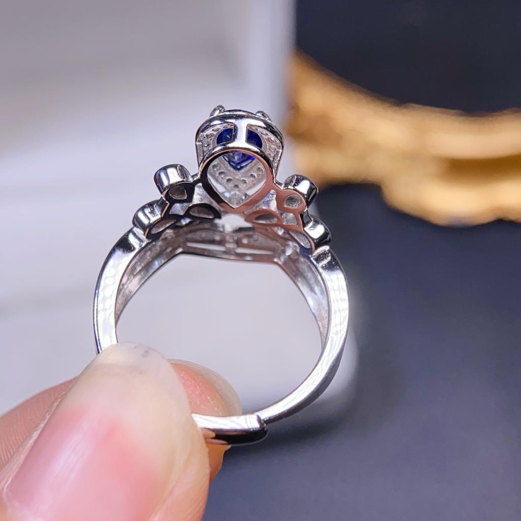 5x7mm Natural Sapphire Ring, Premium Blue Gemstone In S925 Silver, Handcrafted Fine Jewelry