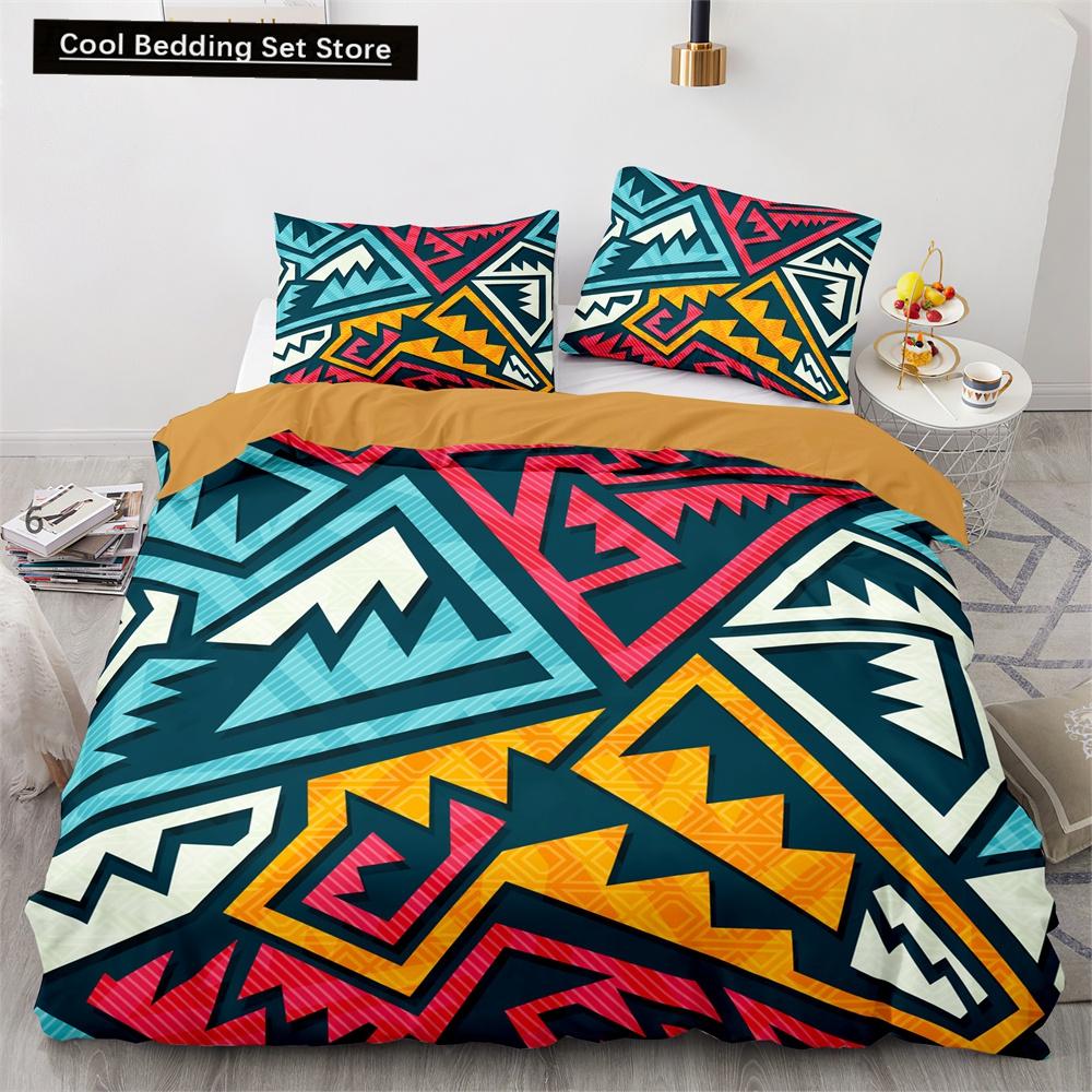 Boho Tribal King Queen Duvet Cover Bohemian Symbol Style Bedding Set Exotic Ethnic Customs Quilt Cover Polyester Comforter Cover