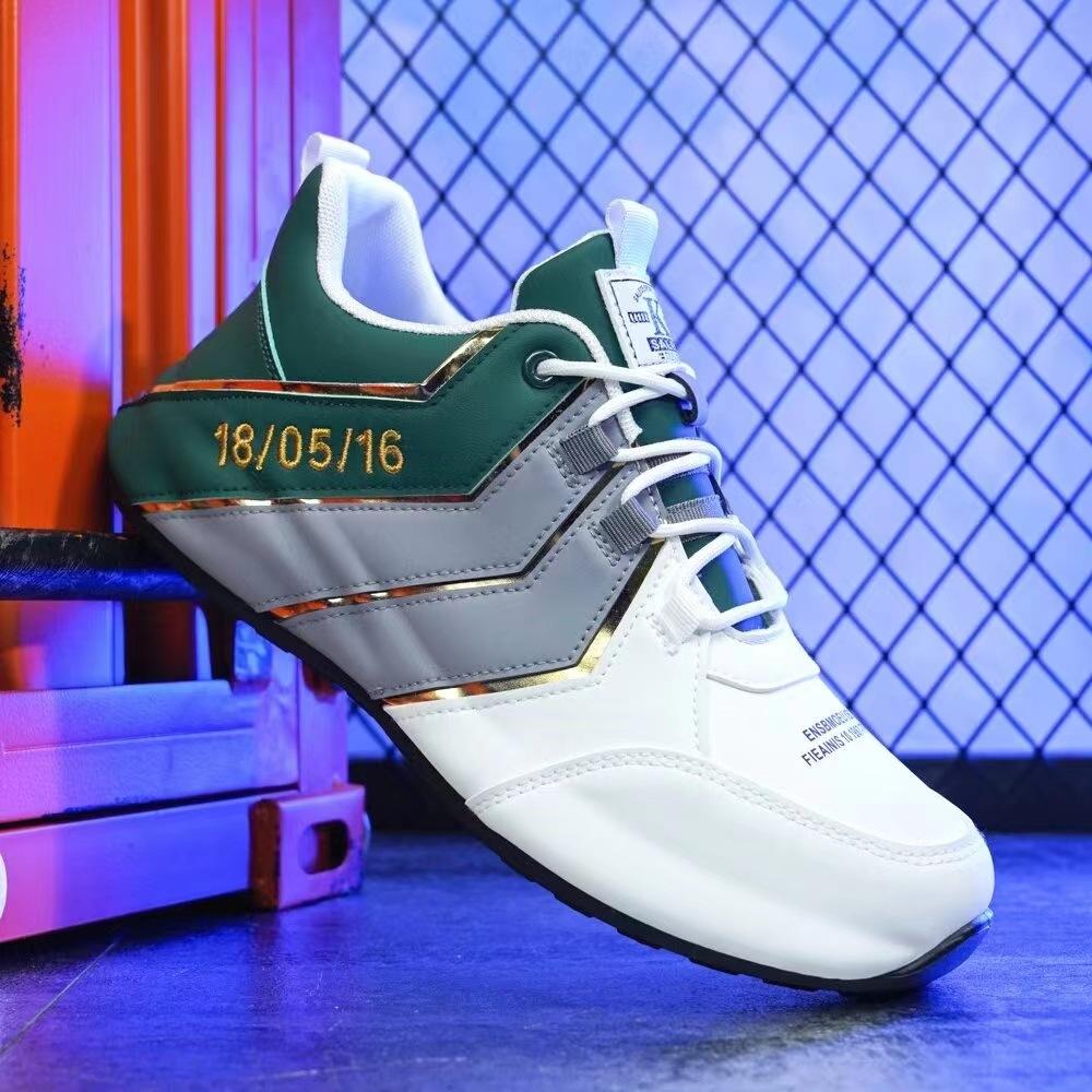 2024 New Soft Leather Comfortable Handmade Shoes Low Top Lace-up Shoes Green White Fashion Sneakers Running Leather Shoes