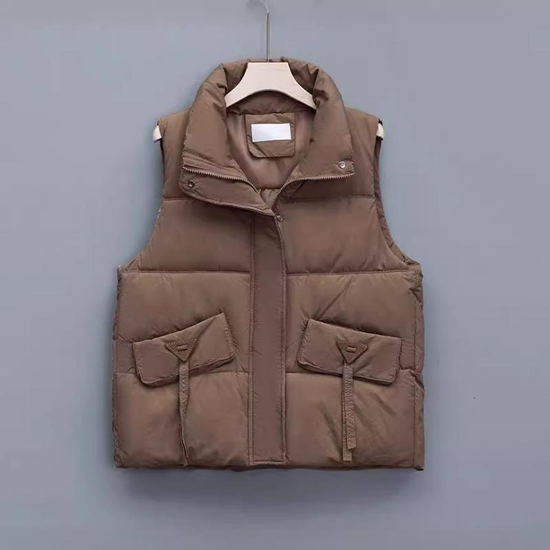 Large Size Down Cotton Vest Women's Short Autumn Wear Design Sense Thickened Vest Cardigan Jacket