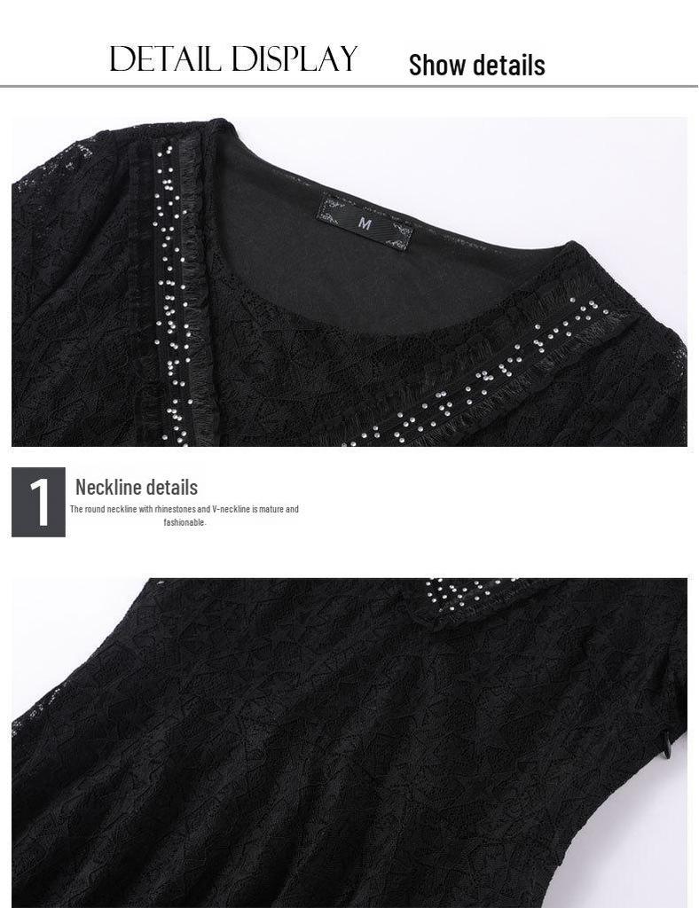 2023 Summer Plus Size Black Lace Skirt Dress - Fashionable, Slimming Women's Wear