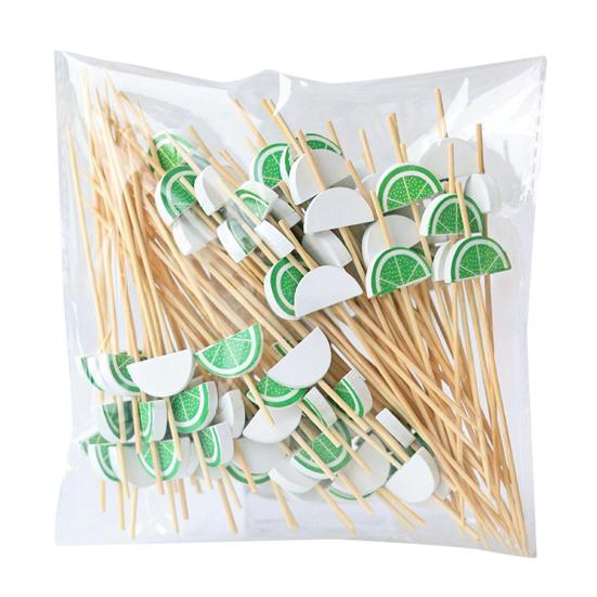 100PCS Disposable Fruit Tags, with Cartoon Fruit Decor Cocktail Picks, Durable Bamboo Skewers, for Fruits Barbecue Cocktails Cakes
