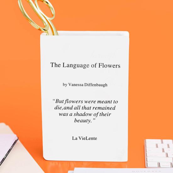 Book Vase The Language of Flowers Plants Vase Aesthetic Living Room Bedroom Home Office Decoration Book Lovers Gifts