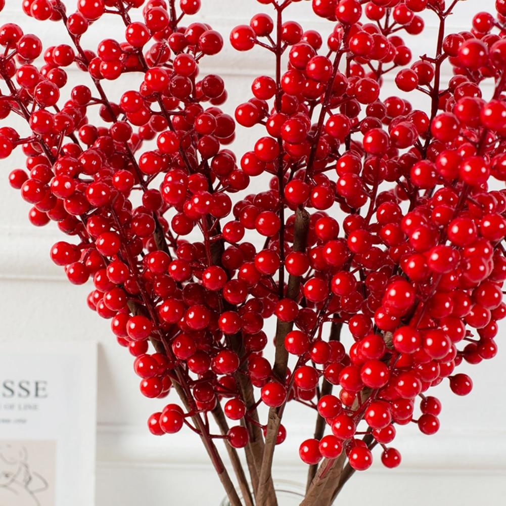 Holly Berry Stem Artificial Red for Holiday Festival Christmas Decoration