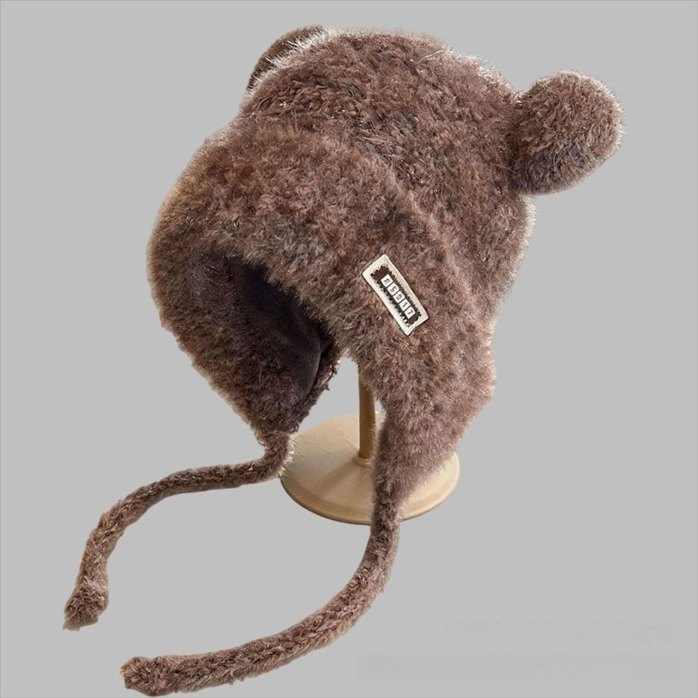 Windproof Ear Protection Hats Coldproof Plush Hat New Bear Ears Knitted Hat  for Autumn Winter