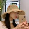Wave edge big eaves straw woven fisherman hat children summer woven love straw hat beach breathable sunshade sun protection basin hat