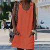 Sexy Women V Neck Sleeveless Pocket Blouse Shirt  Evening Party Beach Mini Dress