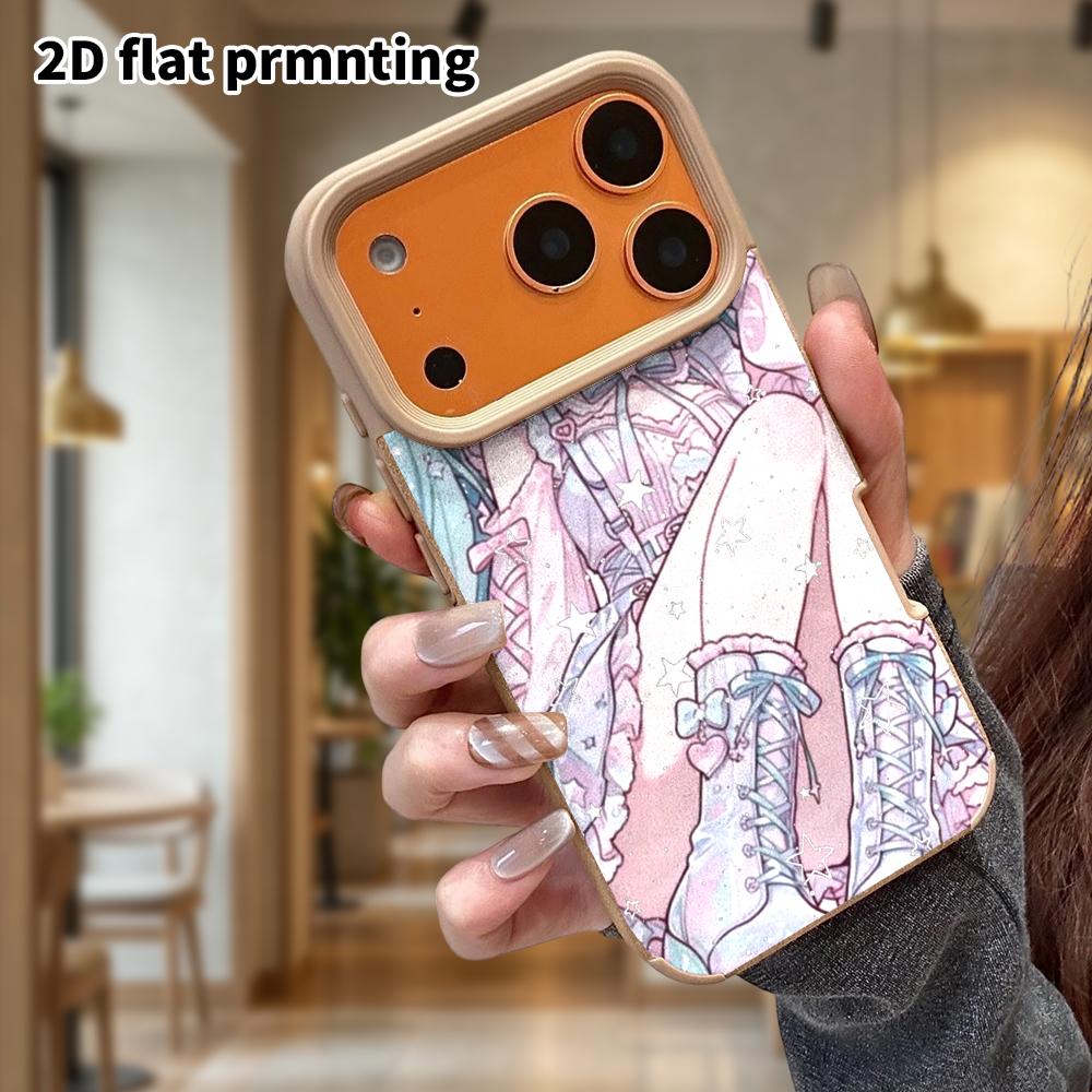 Phone Case: Lambskin 2D Flat Samsung Galaxy A34 A35 M05 M06 S20 S22 S21 FE Plus 5G Protective Case, Pink and Blue Twin Tails, Christmas and Halloween