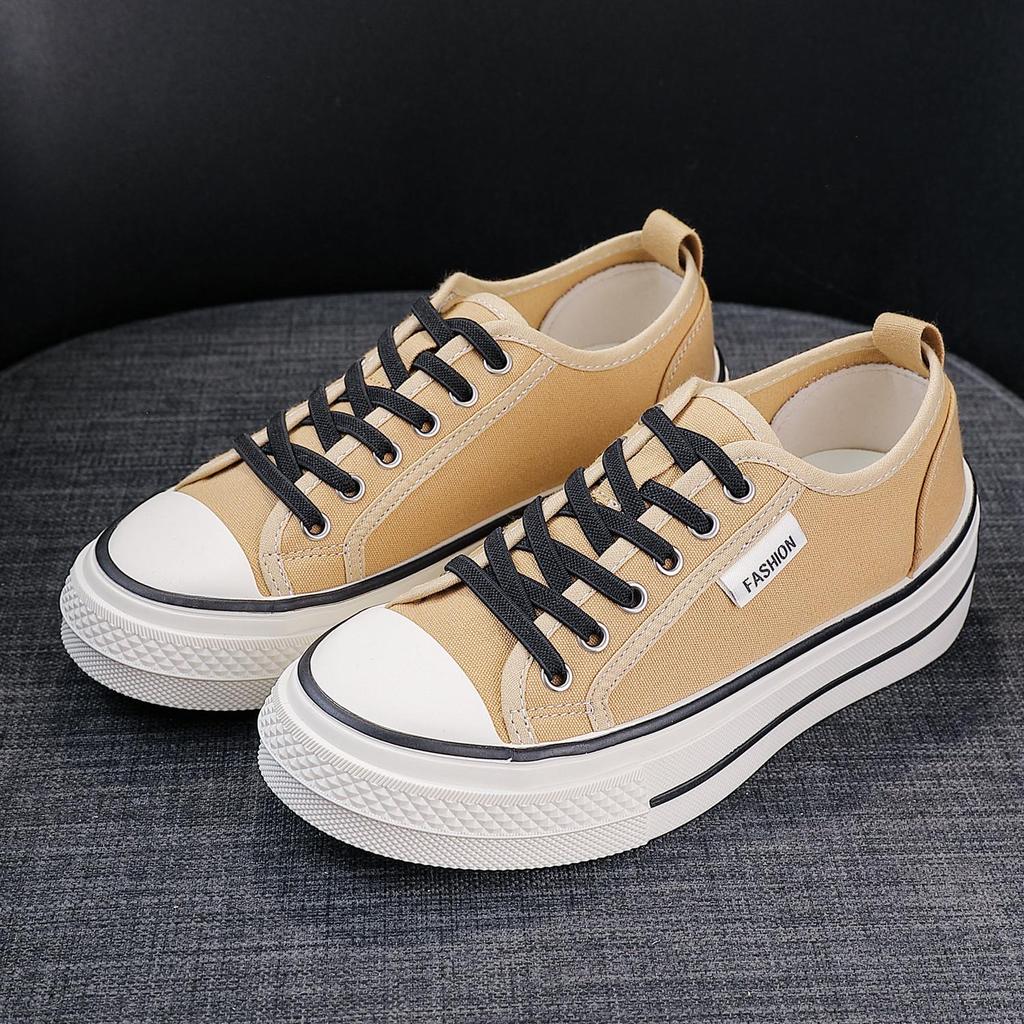 2026 Koreanischer Stil Damen Low-Top Canvas Schuhe - Einfarbige, Leichte, Flache Sohle, Trendige Laufschuhe für die Freizeit
