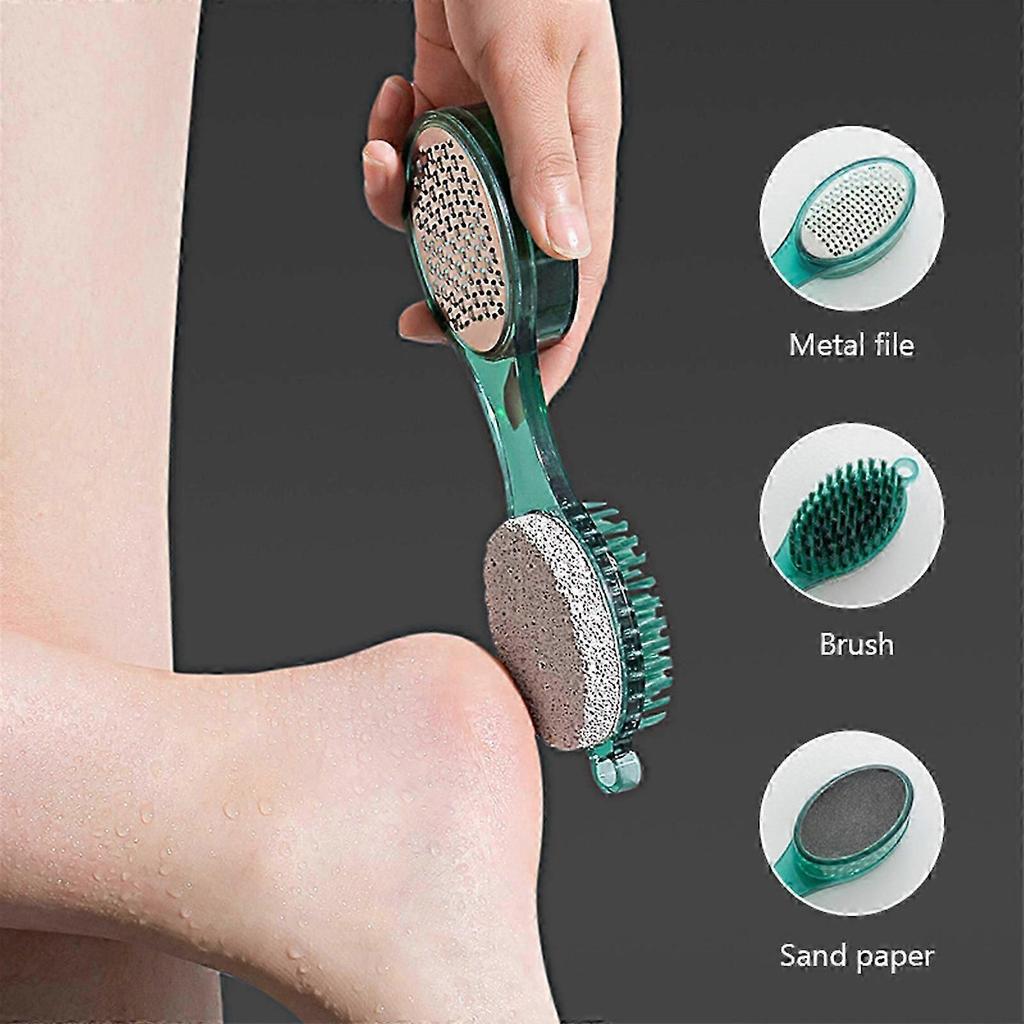 Foot Scrubber, 4 in 1 Portable Foot Brush Scrubber, Foot Heel Scrub Brush, Pedicure Foot File with Sandpaper Brush, Foot Rasp for Foot Dead Skin Remov