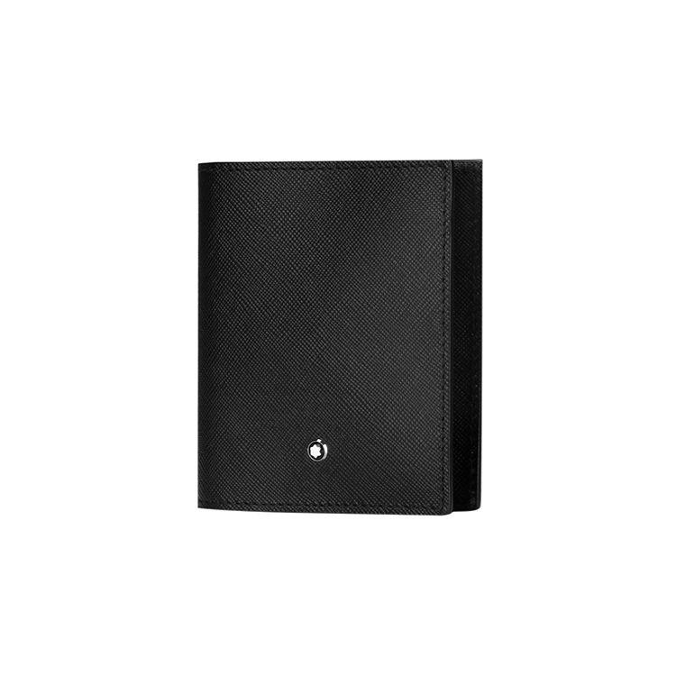 Montblanc Artisan Series Markenlogo Doppelfalt Leder Kartenetui Herren Kartenetui Schwarz 114607
