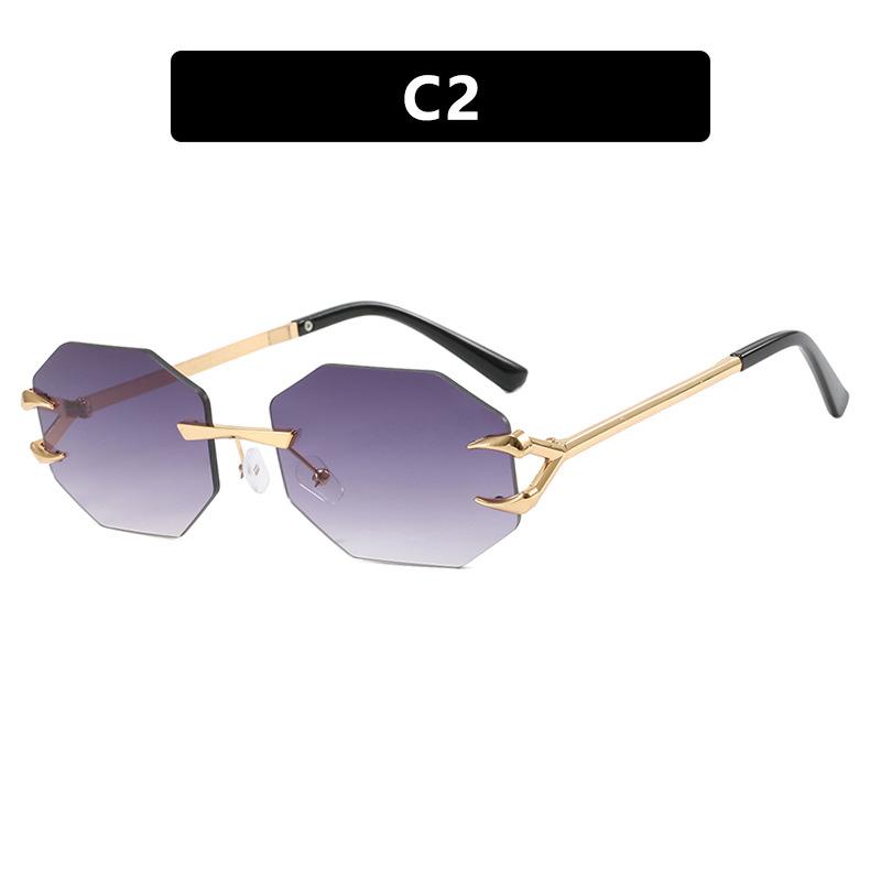 New Women Sunglasses Fun Octagonal Trend Personalized Shades Fashion Retro Frameless Versatile Sunshade Sun Glasses