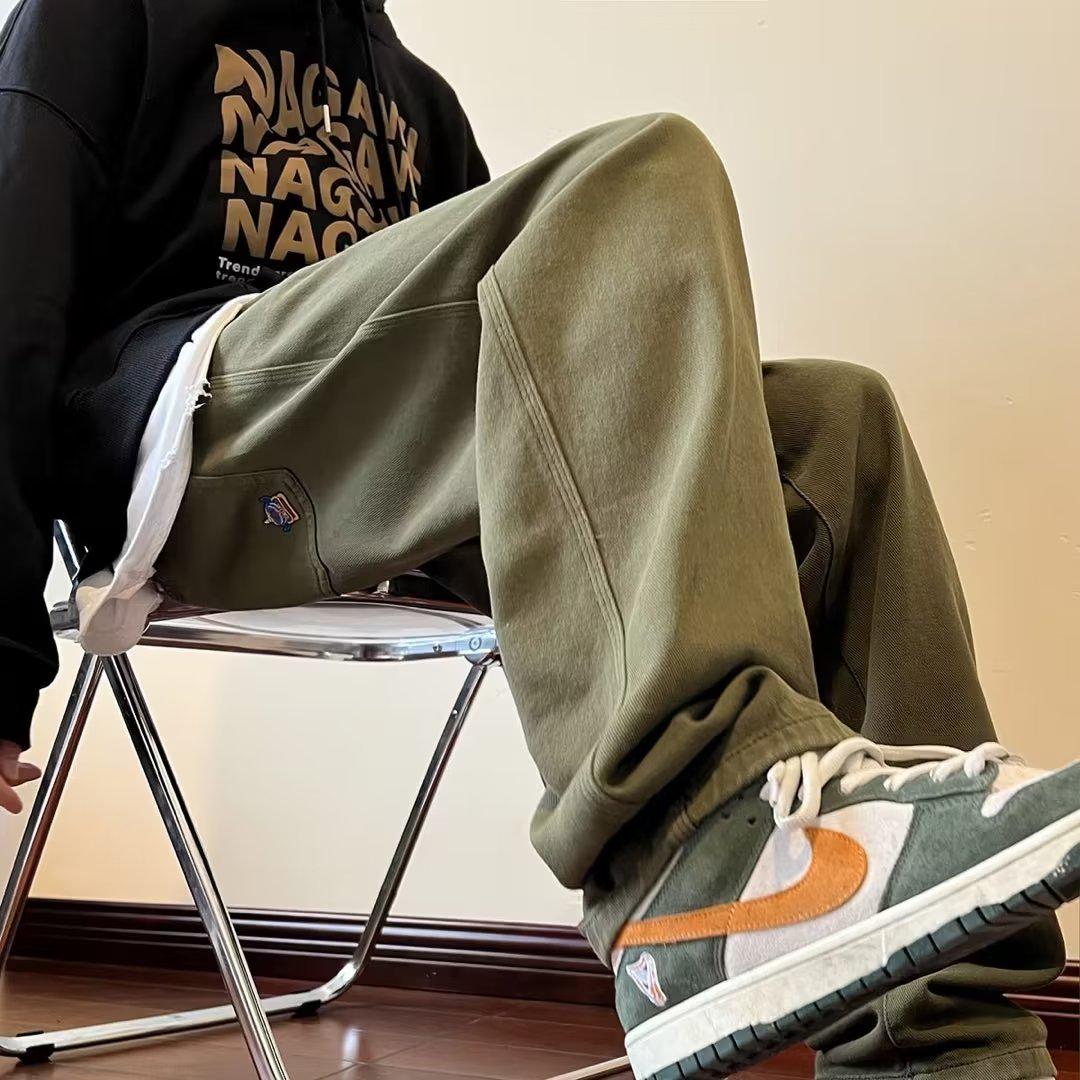 

Men s Harajuku Trendy Straight Fit Micro-Elastic Summer Casual Pants M зелений