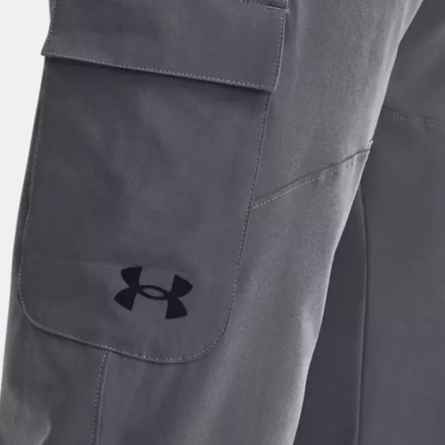 Under Armour Logo Print Drawstring Mid-Rise Tapered Knit Sports Pants Men Pants Dark-Gray 1380358-012