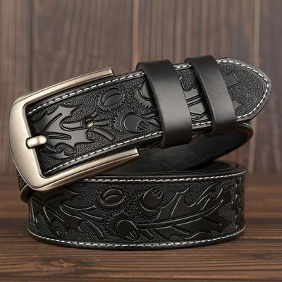 Male Belt For Mens High Quality Cow Genuine Leather Belts  Sale Print Pattern Strap Fashion New Jeans Pin Buckle
