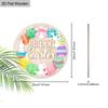 Happy Easter Bunny & Egg Wreath Wooden Sign, Round Front Door Decor, Colorful Spring Wall Hanging - Ideal Easter Gift