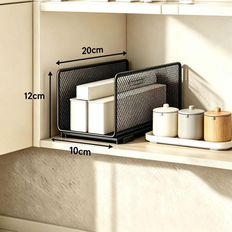 Stackable Kitchen Storage Baskets Easy Install Pantry Racks for Spices Plastic Wrap Paper Towel Kitchen Organization