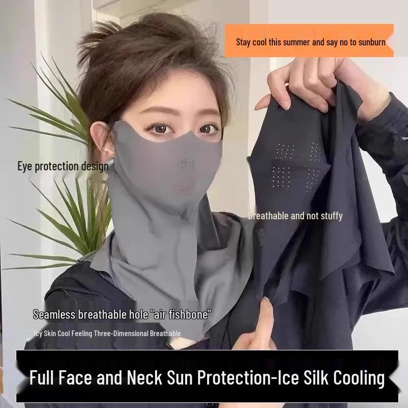 

Women s UV Protection Breathable Ice Silk Full Face Mask for Summer Driving & Cycling Pink Neck Protector: 1 Piece