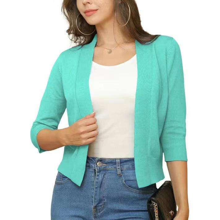 Versatile Women's Knit Cardigan Sweater - Simple, Short Jacket for Spring and Autumn