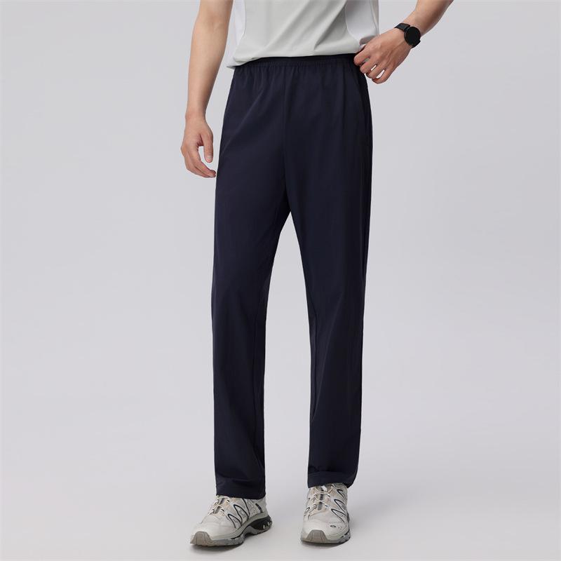 Summer Ice Silk Quick-Dry Elastic Sports Pants: Breathable, Lightweight, Straight-Leg Casual Pants for Men and Women.