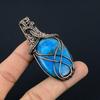 Neon Blue Apatite Gemstone Pendant 999 Copper Wire Wrapped Jewelry, Handmade Antique Pendant Jewelry, Gift For Mother