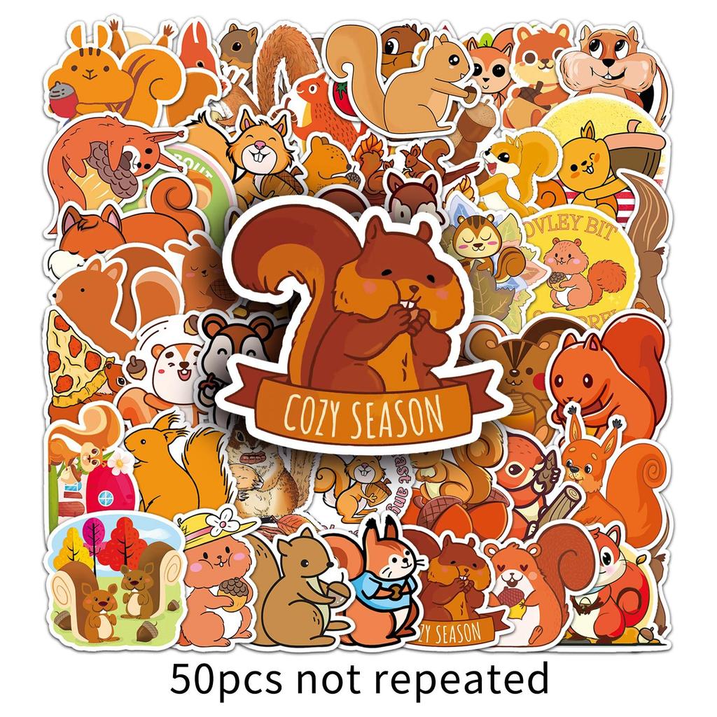 50 Squirrel Doodle Personality Cartoon Animal Children's Goo Card DIY Skateboard Suitcase Stickers Waterproof