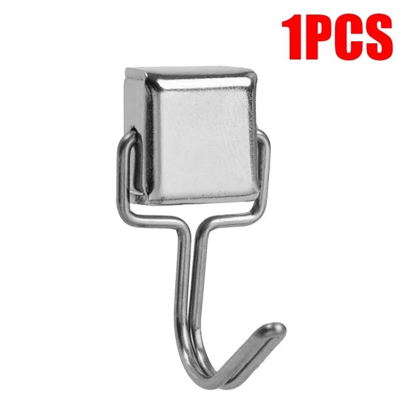 40/1PCS Strong Magnetic Hook Silver Rotating Hooks Neodymium Wall-mounted Magnet Hanger Bathroom Refrigerator Hanging Tools