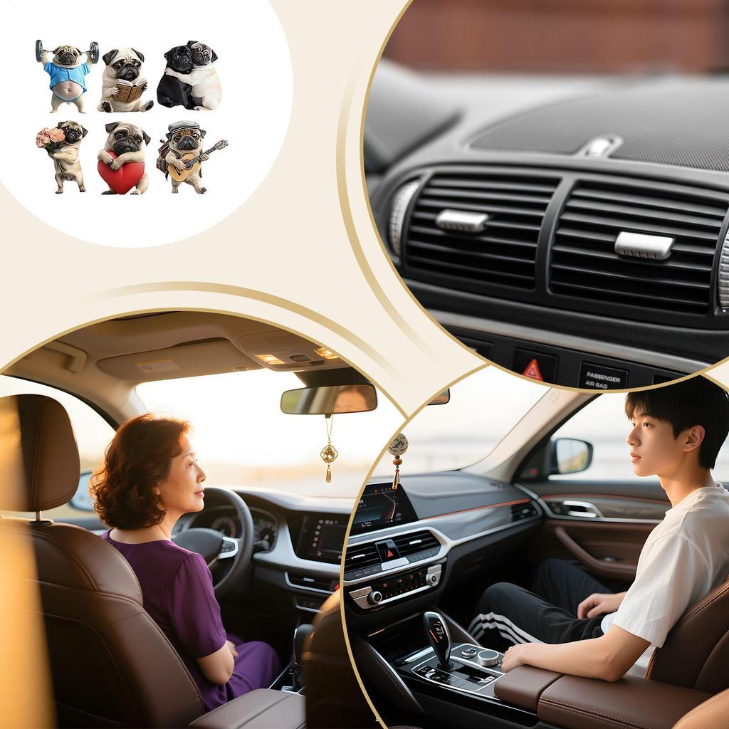 Car Vent Air Freshener Decorative 2D Acrylic Dog Shape Auto Scent Diffuser 6 Pieces Car air freshener pug car accessories