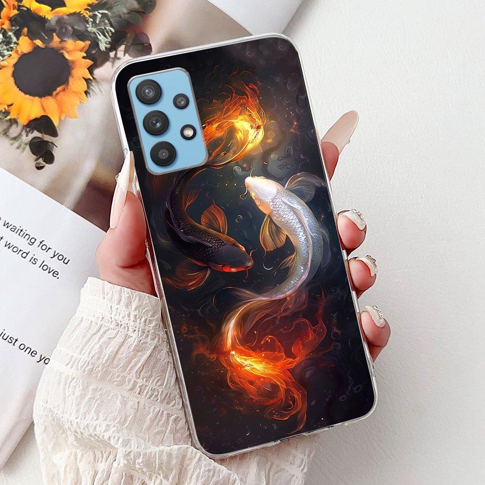 For Samsung A32 5G Case SM-A326B Clear Cute Cat Fashion Funny Painted Back Cover For Samsung Galaxy M32 5G Phone Case SM- M326B