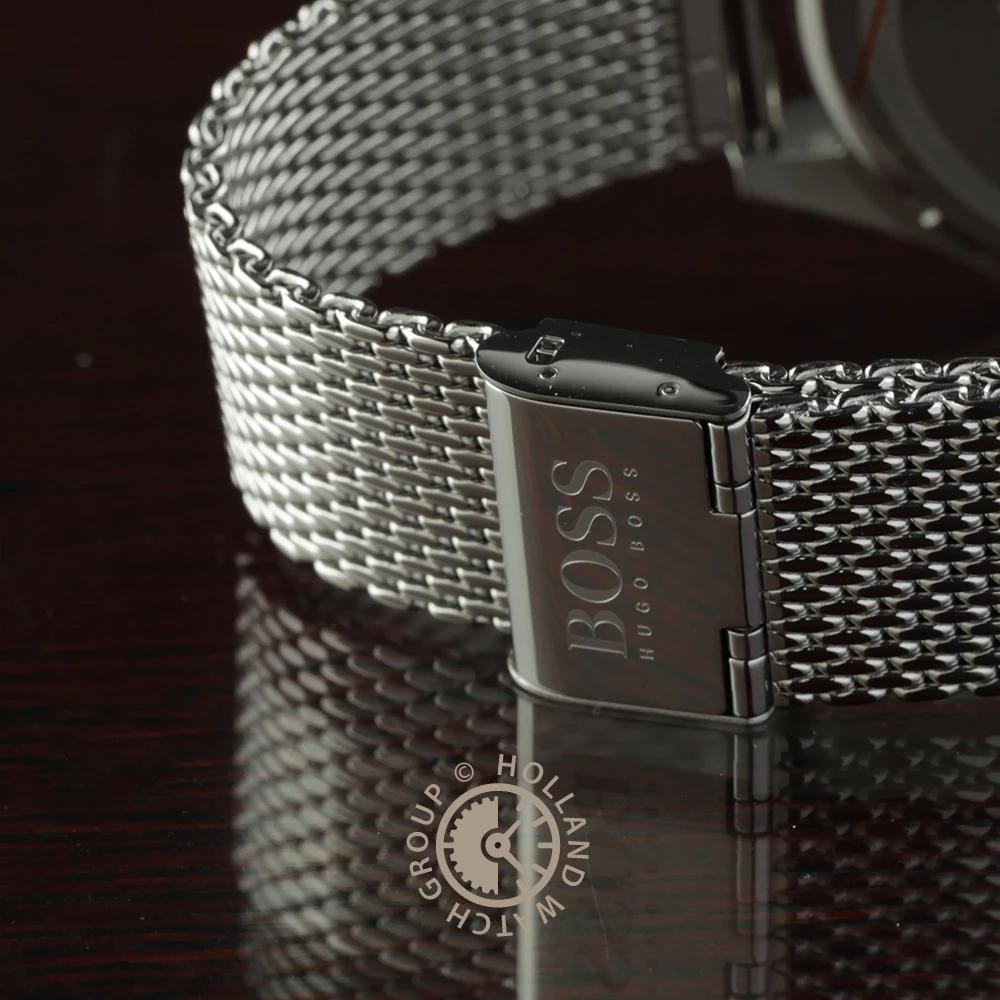 BOSS Pilot Edition Black Dial Silver Stainless Steel Mesh Bracelet Men's Quartz Watch 1513886