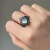 Anello Europeo Vintage in Rame con Bussola Cielo Stellato, Design Rombo Corona