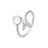 Cute Moonstone Mermaid Tail Ring For Women Ethnic Foam Design Index Finger Ring Unique Little Mermaid Jewelry Gift