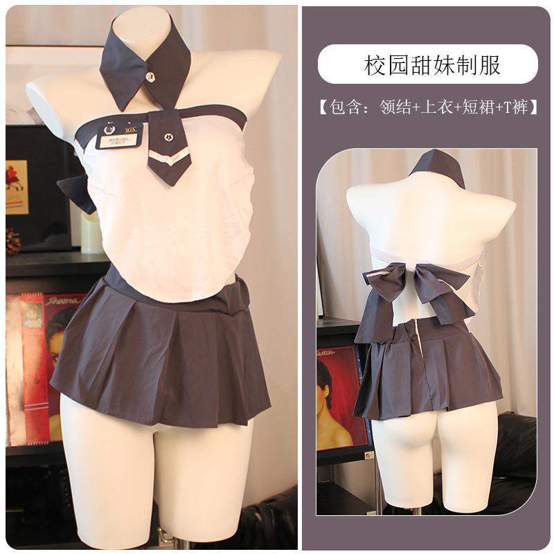 

Милая и пикантная школьная форма JK в студенческом стиле, топ-бандо на бретелях, топ с бантом-халтером, плиссированная мини-юбка average size