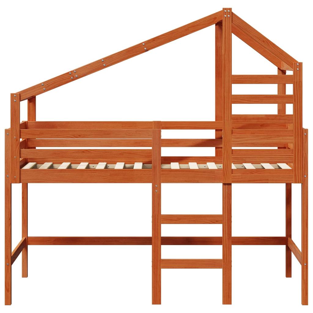 Loft Bed Frame Wax Brown 90 X 190 Cm Solid Pine Wood