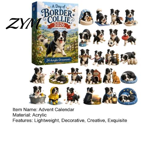 Regalo Conto alla Rovescia per Amanti dei Cani Calendario dell'Avvento a 24 Giorni, Carini Ornamenti Appesi Piatto 2D Chihuahua, Unico Acrilico Diverso per Mamme e Papà