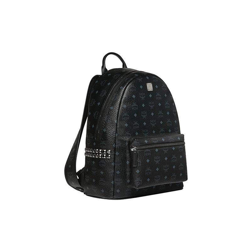 MCM Monogram Print Silver Hardware Classic Double Side Studs Large Capacity Coated Canvas And Napa Leather Backpack Unisex Backpack MMK6SVE38BK001