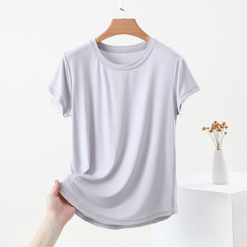 Women's Slimming U-Neck Short Sleeve Solid T-Shirt - Summer Fashion Basic