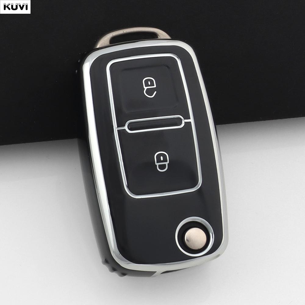 Coque de protection en TPU à 2 boutons pour clé de voiture Pour VW Volkswagen Amarok Polo Golf 4 5 6 MK4 Bora Jetta Altea Alhambra Passat B5 B6 B7