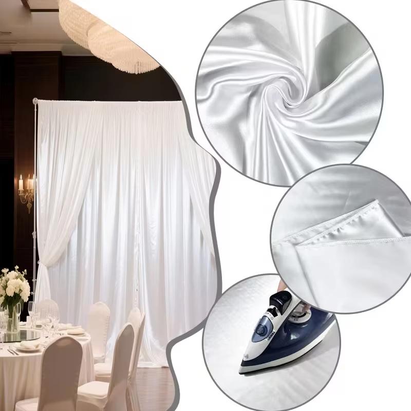 Goldener Satinvorhang 1 Paneel Knitterfreier Drapierung Foto-Hintergrund mit Stangentasche für Hochzeit Geburtstag Babyparty Party-Hintergrund Drapierung